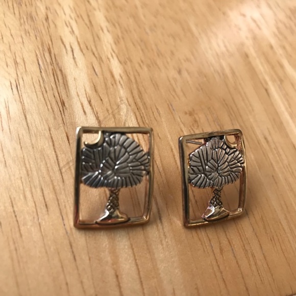 Palm tree Moon Earrings Open Cut Design Retro - Picture 5 of 8